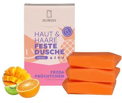 Duschbrocken 3x Fruchtige Duschseife [2in1] Festes Shampoo, Vegan, 300g