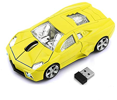 KLEIN Design CM0022 Souris Optique sans Fil modèle Voiture de Sport Couleur Jaune