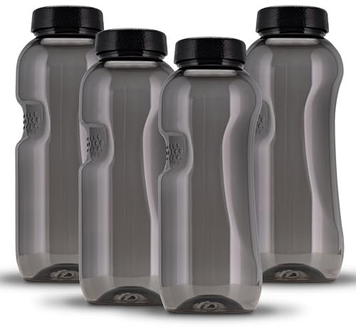 Kavodrink 4 x Tritan Trinkflasche 0,5L Wasserflasche schwarz Sportflasche BPA frei Flasche 500ml