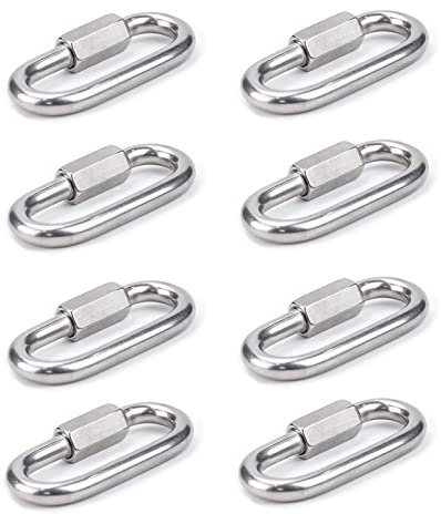 8 Stück 304 Edelstahl Schraubverbinder M6 Edelstahl kettenglieder Schäkel Groß 6MM Drahtseil Zubehör Kettenverbinder Schlüsselanhänger Schnellverschluss Quick Link(Lewttyer®)