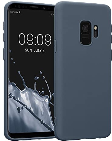 kwmobile Hülle kompatibel mit Samsung Galaxy S9 Hülle - weiches TPU Silikon Case - Cover geeignet für kabelloses Laden - Dunkler Schiefer