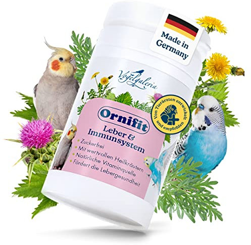 Vogelgaleria® Ornifit zuckerfreies Mineralfutter 50g zur Stärkung von Leber und Immunsystem mit wichtigen Vitaminen & Wildkräutern für Vögel wie Wellensittich, Nymphensittich