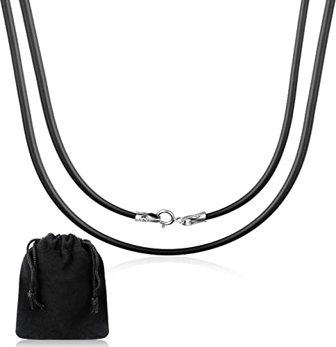 Patelai Schwarze Halskette Schnur Lederband Kette Lange Halskette Wachsschnur Kunstleder Kette mit Silbernem Karabinerverschluss Ketten Band für Schmuck Herren Damen(Klassiker,45 cm 2 mm)