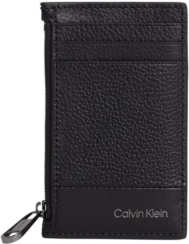 Calvin Klein Herren Kartenetui aus Leder, Schwarz (Ck Black), Einheitsgröße