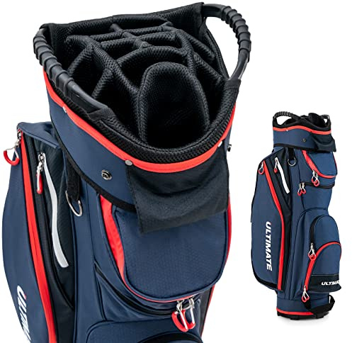 GYMAX Golftasche für bis zu 14 golfschläger, Wasserabweisende Golf-Standtasche mit Regenfülle & Starke Basis, Golfreisetasche mit Griff & Rückengurt, für die Driving Range und Executive Kurse