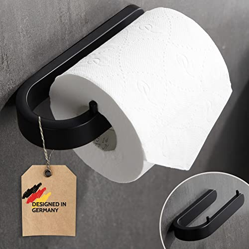 DEKAZIA® Toilettenpapierhalter Ohne Bohren Schwarz Matt - Klopapierhalter WC Papier Halterung - Klorollenhalter