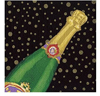 Caspari Sparkling Paper Cocktail Napkins in Black - 20 Per Box