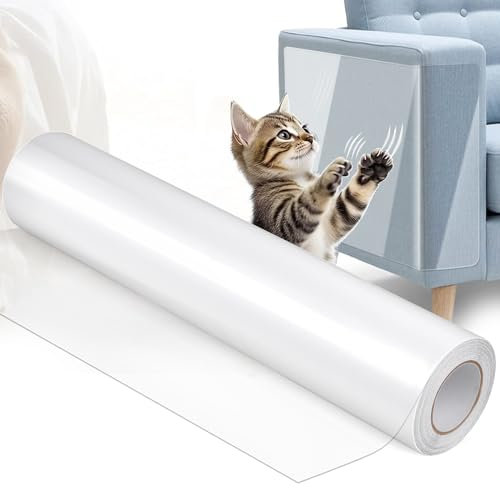 Protezione Graffi Gattoanti, Protezione Gatti Autoadesive Trasparente PVC Nastro Antigraffio (30 cm x 5 m), Pellicola Antigraffio Gatto, Protezione a Doppio Lato per Tappeto, Divano, Porta