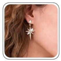Inateannal Vintage Kristall Northstar Ohrringe Strass Northstar Ohrstecker Ohrringe Gold Cz Star Drop Ohrringe Funkelnde Cz Starburst Ohrringe Schmuck Für Frauen Und Mädchen