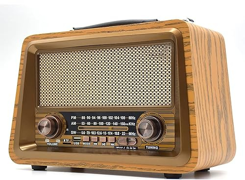 TsoLay Radio AM FM, Vintage con Bluetooth y Asa Portátil, Mejor Recepción, Perilla de Sintonización Grande, Parlantes Incorporados y Volumen Alto, Decoración Vintage para Cocina