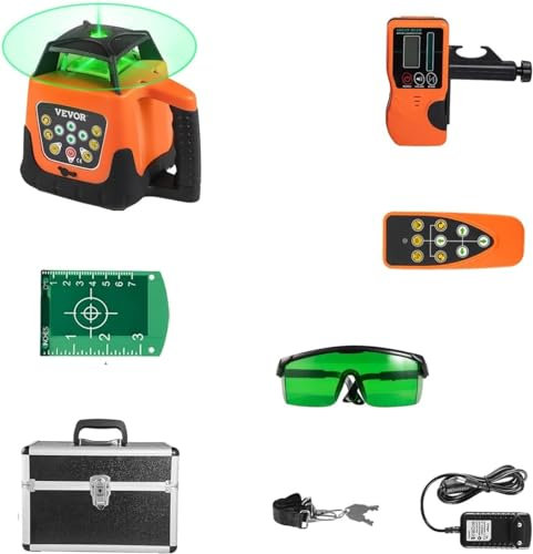 MAHWER Nivel láser Giratorio 360, autonivelante, Herramientas de medición de escaneo Horizontal y Vertical de 500m, máquina de Nivel láser Rojo y Verde (Color : Nero, Size : Green Beam 3)