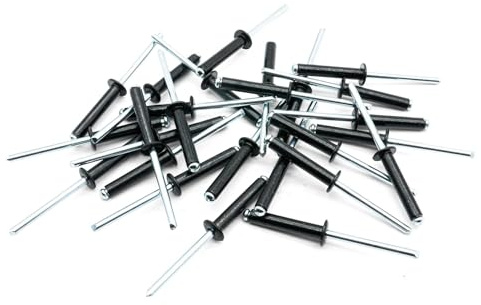 Hippo Hardware (4.8mm X 25mm) Black Pop Rivet Aluminium Body Blind Open End Dome Head Steel Mandrel (Pack of 50)