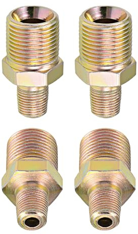 DTGN 1/8 NPT x 3/8 BSP Maschio Riduzione Raccordo del Tubo - 4 Confezione - Ideale per Connessione Tubi - Connettori Nipplo Esagonali in Acciaio al Carbonio - Rame
