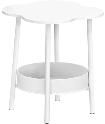 cadciehe Kleiner Couchtisch, Blumenförmiger Desktop-Teetisch, moderner Beistelltisch, Wohnzimmerzentrum, minimalistischer Couchtisch mit 2 Ebenen, Weiß
