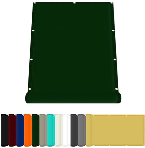 Sonnenschutznetz 90 x 250 cm PES Windschutz Sonnenschirm Balkon Uv-Schutz-Polyestergewebe mit Seil Beschattungsnetz für Pool Schwimmbad Und Gewächshaus, Dunkelgrün