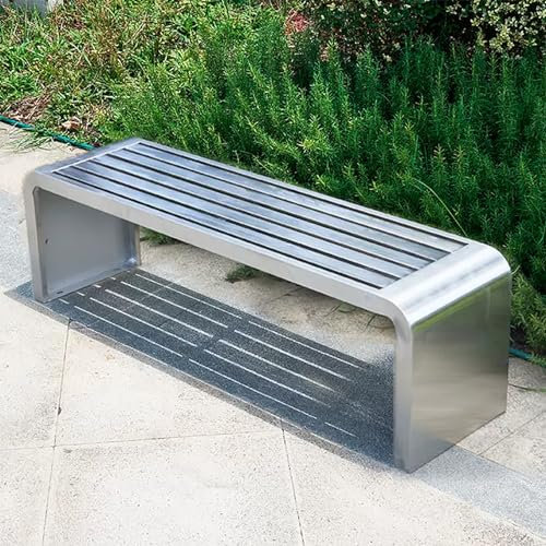 Gartenbank ohne Rückenlehne, Metallbankstuhl für den Außenbereich, Parkbank auf der Terrasse, Sitzbankmöbel, Sitzgelegenheiten aus Stahl, Tragkraft 500 kg, für Veranda, Rasen, Balkon, Hinter