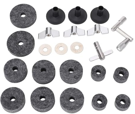 Becken-Ersatzset, 23-teiliges Beckenständer-Filz-Set, Rutschfest, 2, 5 Cm, 4 Cm, 5 Filzpolster, Trommel-Beckenhülsen, Muttern, Unterlegscheiben, Basis-Set (GREY