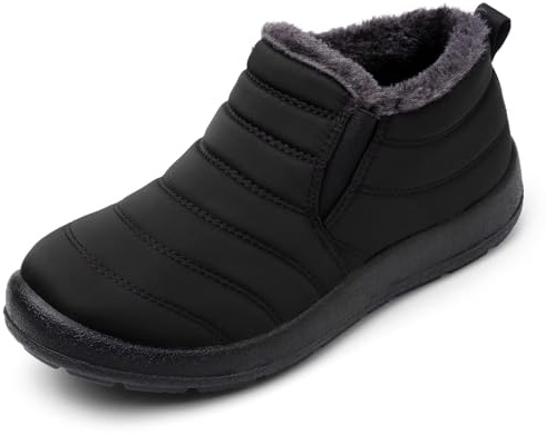 Scecocrs Bottes de neige d'hiver pour femme avec doublure en fourrure, antidérapantes, imperméables, chaudes, avec fermeture éclair, noires, Noir , 41 EU