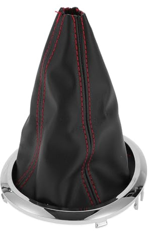 HOPESPANNER Gear Shift Stick Gaiter for Suzuki Swift 2005-2010 Car Chrome Silver Tone Black Red Gear Stick Knob Cover Boot Shift Cover Faux Leather 1 Pc
