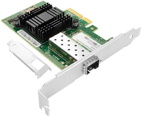 Vogzone Tarjeta de red PCI-E NIC de 10 GB para Intel X520-DA1/E10G42BTDA, puerto SFP+ único de 100MbE/1GbE/10GbE, con chip Intel 82599EN, adaptador Ethernet PCI Express 2.0 X4 de 10GbE compatible con