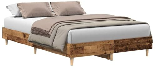 vidaXL Bettgestell ohne Matratze Altholz-Optik 140x190cm Holzwerkstoff, Bettrahmen, Bett, Palettenbett, Schlafzimmermöbel, Doppelbett, Plattenbett