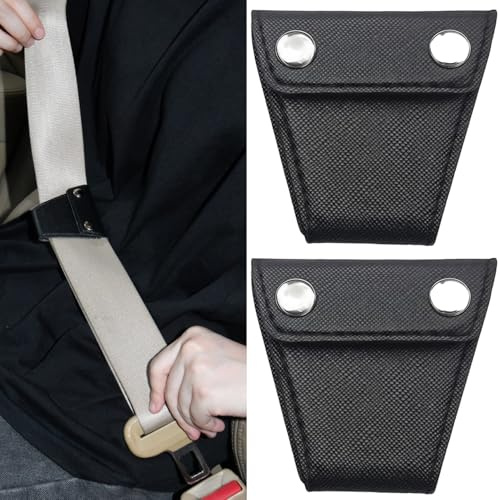 Seat Belt Adjuster, 2pc Seat Belt Clips Car Seat Locking Clip Universal Shoulder Neck Protector Seatbelt Clips,PU Smooth Leather Vehicle Belt Positioner