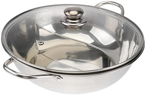Gatuida Edelstahl Kochtopf Mit Deckel Induktionskochtopf Trenn-topf Für Hot Pot Geeignet Für Induktion Und Gasherde Glasdeckel Für Familienfeiern Und Partys
