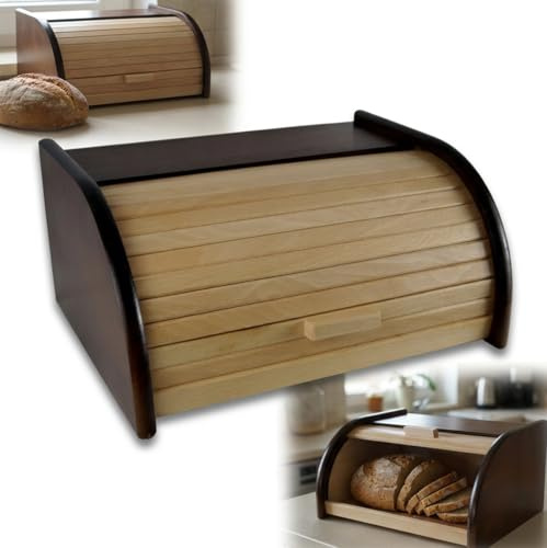 PEEWIT Panera de madera de dos colores, caja de pan JR 31 x 26 x 16 cm, fabricada en Polonia