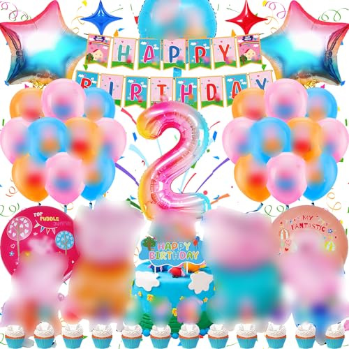 Pig Geburtstag Deko 2 - Teilige Geburtstagsparty Ballon Set, 3D Ballon Set in Rosa, Hochwertig & Umweltfreundlich, Einfach zu Montieren