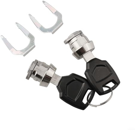 ZWEquipint Caja de equipaje de motocicleta con cerradura de núcleo cilíndrico de seguridad, piezas de repuesto de metal, con 2 llaves, color negro y plateado