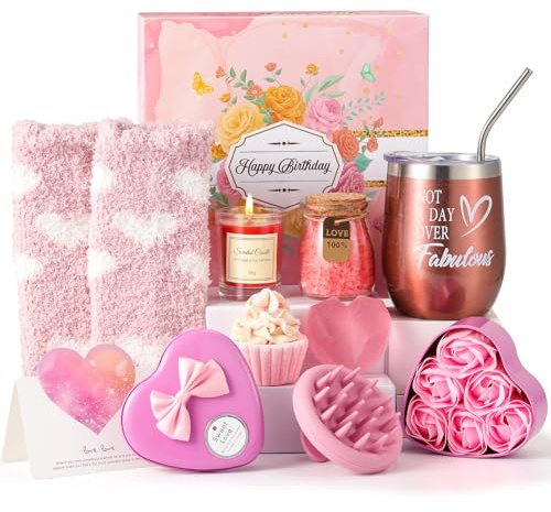 Dromlag Idée Cadeau Anniversaire Femme, Original Coffret Cadeau Femme Anniversaire Personnalisé Cadeau Anniversaire Maman Sœur Collègue Maîtresse Amie