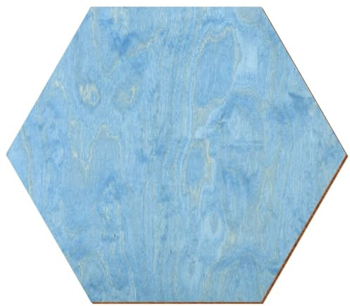 Madera hexagonal de color azul claro lacada por ambos lados, 3-50 cm, de contrachapado de abedul de 3 mm, disponible individualmente o en conjunto, tamaño: 30 cm, pack con:25 unidades