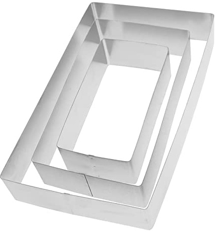 BIUDECO 3 Piezas Molde Mousse Anillo Rectangular Inoxidable para Cortar Galletas y Pasteles Utensilios para Repostería y Decoración de Tartas