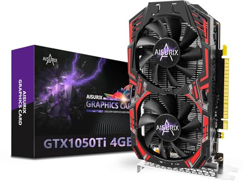 AISURIX GTX 1050 Ti 4G Carte graphique 128 bits GDDR5 PCI Express 3.0 Carte graphique DVI VGA HDMI avec deux ventilateurs Freeze GPU de jeu (1050 TI)