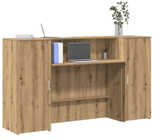 Mandloder Empfangstheke Artisan-Eiche 180x50x103,5 cm, Holzwerkstoff, robuster Bürotresen mit Stauraum, vielseitig für Büro und Praxis, einfache Montage