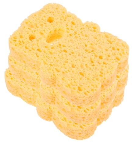 Veemoon Natural Cellulose Bath Sponges 3pcs Multi-Pack, High Absorption Shower Sponge for Adults and Babies, Eco-Friendly Soft Fibers for Bathing and Exfoliating Random Style