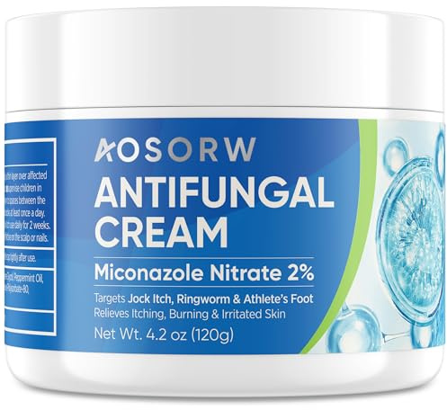 AOSORW Antifungal Cream for Jock Itch - Miconazole Extra Strength Itchy Skin Relief Cream - Ringworm Treatment for Humans, Athlete’s Foot Treatment - 120g (Pack of 1)