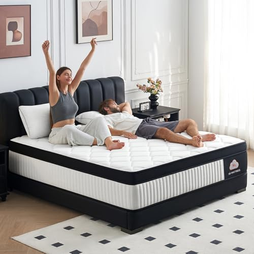 Hianab Full Size Mattress 12 Inch Hybrid Full Mattress in a Box, Memory Foam and Individual Pocket Springs for Pressure Relief, Medium Firm, CertiPUR-US Certified, Fiberglass-Free
