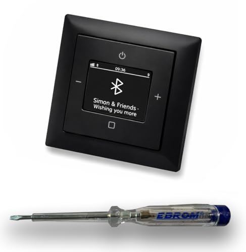 Busch Jäger DAB+ Unterputz Bluetooth (in and out) Radio 8217U-101 Balance Si schwarz matt -915, Komplett-Set 8217 U – 101, Rahmen und Radioabdeckung inkl. EBROM Phasenprüfer zur Montage des Geräts