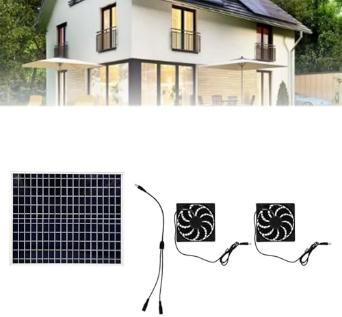BlesConi Kit de panneau solaire double ventilateur d'échappement 22 W, 12 V en polysilicium photovoltaïque, certifié IP65 pour camping-car, serre, abri de jardin, grenier