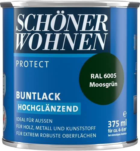 Schöner Wohnen 375ml Protect Buntlack hochglänzend RAL 6005 Moosgrün