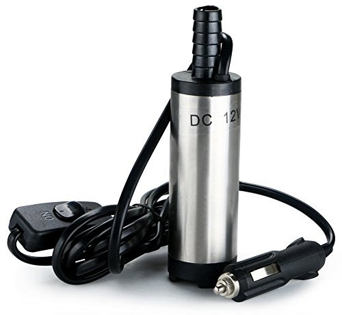 flintronic DC 12V 38mm Ölpumpe Wasser Pumpe, Öl Diesel Heizöl Wasser Tauchpumpe Treibstoff Transfer Zigarettenanzünder für Auto, KFZ, Caravan, Marine Boot