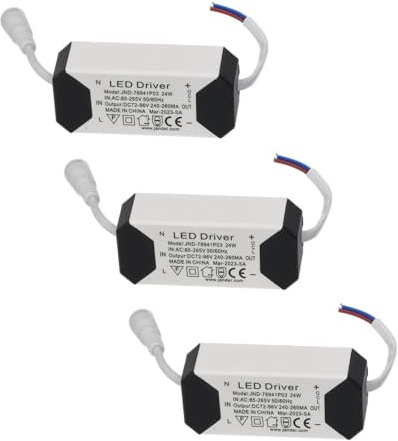 Jandei - Pack mit 3 LED-Transformator-Treibern 18W-24W DC, Eingang Multi-Spannung 170-265V AC 50/60Hz, Ausgang 72-86 Vdc 240-260 mA - Ideal für den Austausch in Downlights und anderen LED-Geräten