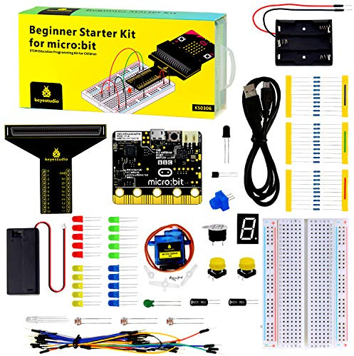 KEYESTUDIO BBC Micro:bit de démarrage avec Microbit V2(avec Micro bit V2), Kit de démarrage Micro bit électronique pour Microbit Starter Kit