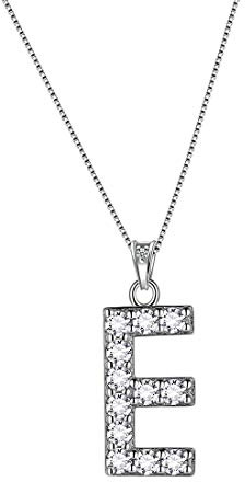 Aurora Tears Buchstabe E Halsketten 925 Sterling Silber Initiale E Alphabet Anhänger mit Zirkonia Schmuck für Frauen und Männer DP0261E