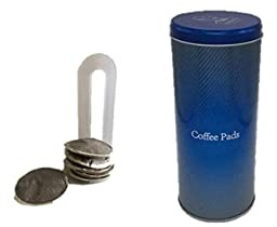 James Premium Kaffeepaddose - Kaffeepads Dose hält die Pads länger frisch - Pad Dose für Kaffeepads BLAU - auch geeignet für Senseo Pads - Plus Padheber