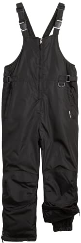 Perry Ellis Kids Snow Bib - Insulated Waterproof Bib Snow Pants with Secure Zip Cuff - Winter Pants For Girls and Boys (5-18), Size 5-6, Black