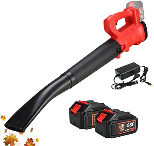 Soplador De Hojas Inalámbrico 21V, Incluye 2 Baterías De 3.0Ah Y Un Cargador Rápido, 6 Posiciones De Velocidad Soplador Sin Cable Para Cuidado Del Césped, Limpieza De Hojas