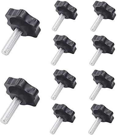 Yuhtech M8 x 25mm Thumb Screw, 10PCS Star Head Threaded Knurled Thumbscrew, Grip Knobs Clamping Screw for Machinery Latche