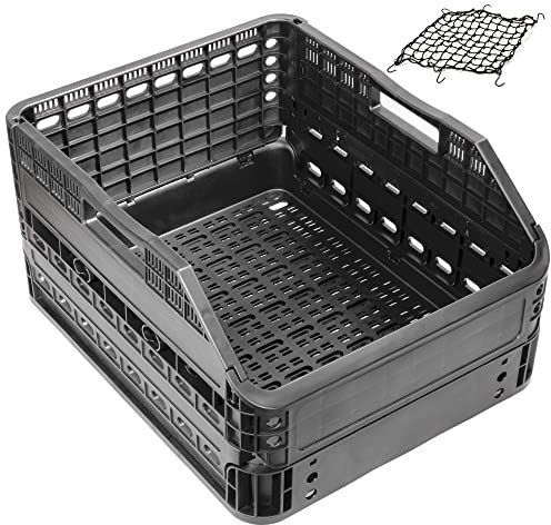 CyclingDeal Bike Bicycle Foldable Rear Basket - Patented Design Easy to Install Bike Storage Rear Basket with 34L Large Capacity - Premium Quality Durable Resistant to Heat & Corrosion